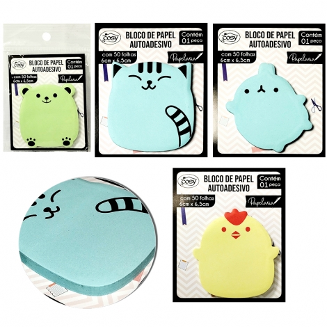 BLOCO DE ANOTACAO STICKER ADESIVO BICHINHOS C/50 FOLHAS