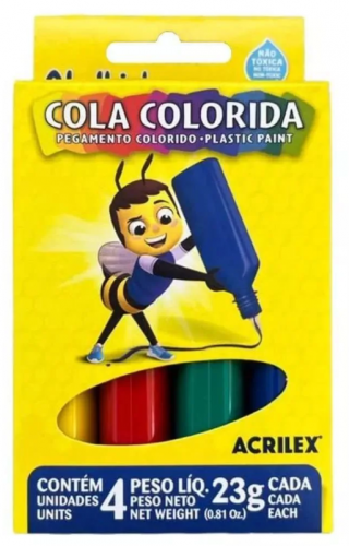COLA COLORIDA 4 CORES - ACRILEX