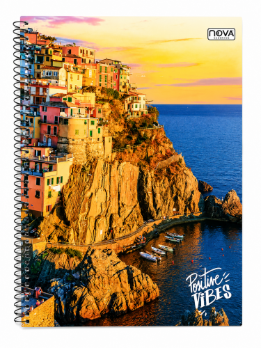 CADERNO UNIVERSITÁRIO 96 FOLHAS POSITIVE VIBES ILHA
