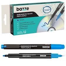 MARCADOR PERMANENTE PONTA DUPLA BAZZE - AZUL