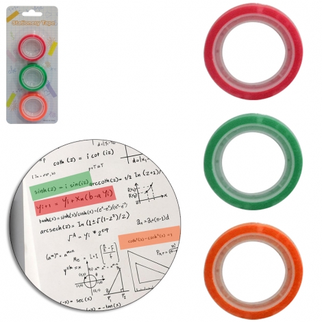 FITA ADESIVA MARCA TEXTO COLORS COM 3 PECAS