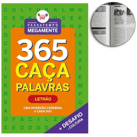 LIVRO PASSATEMPO MEGAMENTE 365 CACA PALAVRAS LETRAO 200 PAGINAS + 25 PAGINAS DE RESPOSTAS