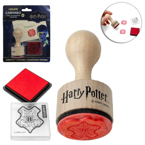 CARIMBO COM ALMOFADA TINTEIRA CARIMBEIRA HARRY POTTER SIMULA O SELO DA CARTA DE HOGWARTS