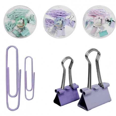 KIT ESCRITORIO COM CLIPS + BINDERS 47 PEÇAS NO ESTOJO