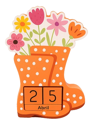 CALENDARIO DE MESA DE MADEIRA MDF BOTA LARANJA