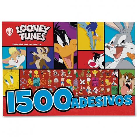 LIVRO PRANCHETA PARA COLORIR COM 1500 ADESVOS LOONEY TUNES 8 PAGINAS