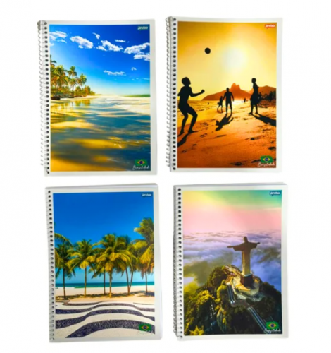 CADERNO 1/4 ESPIRAL BRASILIDADE CAPA FLEXIVEL - 48 FOLHAS