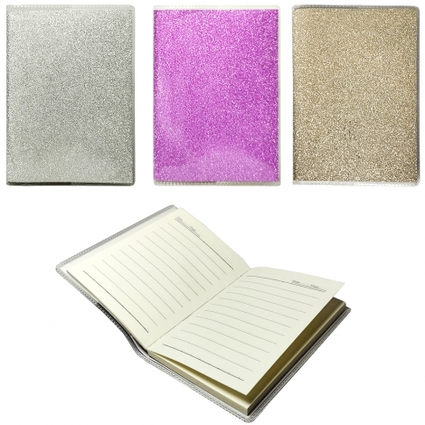 CADERNETA / BLOCO DE NOTAS COM 68 FOLHASS CAPA GLITTER COLORS 10,2X7CM