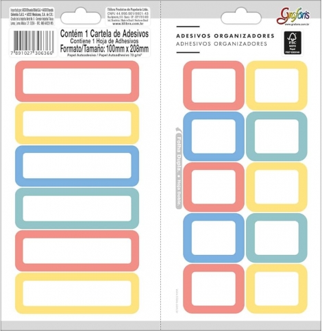 ADESIVOS ORGANIZADORES TILIBRA GRAFON'S - 16 ETIQUETAS