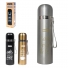 GARRAFA TERMICA DE INOX COM TAMPA + ALCA COLOR COFFEE FRASES CAFE 480ML