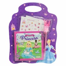 DIARIO PRINCESA COM ADESIVOS + CANETA 14X14CM