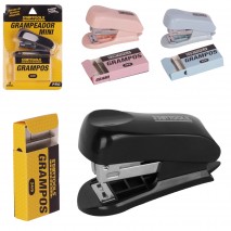 MINI GRAMPEADOR DE METAL / PLASTICO COM EXTRATOR DE GRAMPO + CAIXA COM GRAMPOS PRO 24/6